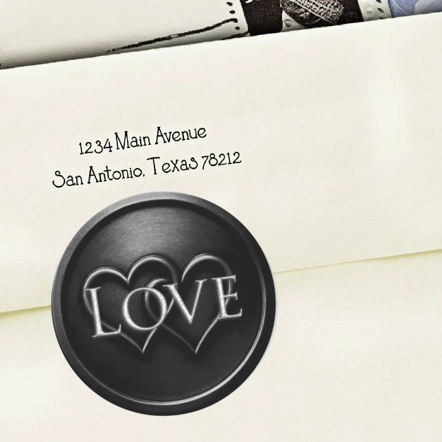 Sticker Rond Black Two Hearts Intertwined Wedding (Créateur téléchargé)