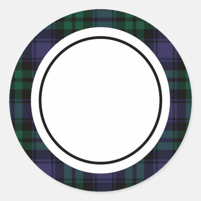 Sticker Rond Black Watch Tartan, Plaid (Devant)