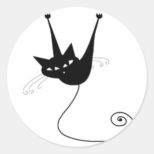 Sticker Rond Black Whimsy Kitty 1