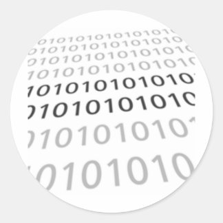Sticker Rond Black & White Binary 01 - GeekShirts