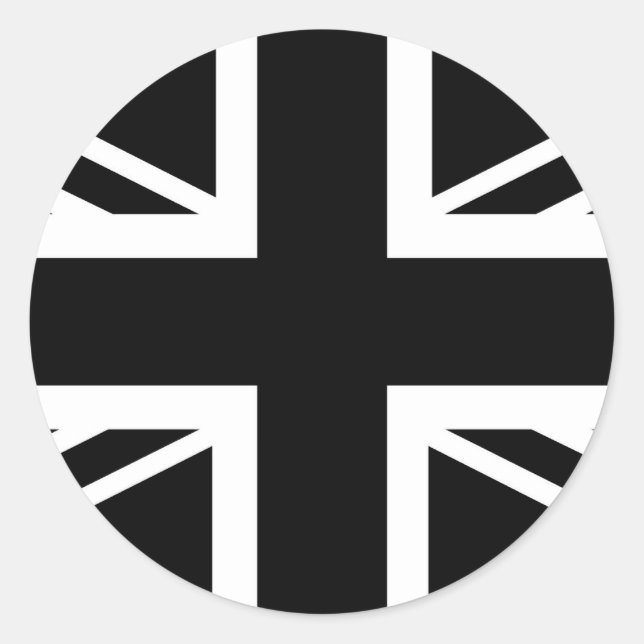 Sticker Rond BLack & White Classic Union Jack British(UK) Flag (Devant)