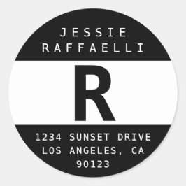 Sticker Rond Black & White Modern Look Adresse de retour