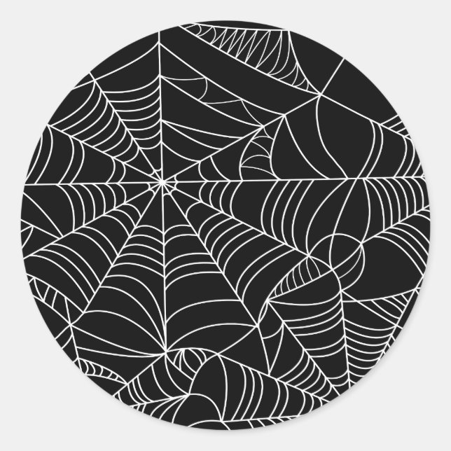Sticker Rond Black & White Spiderwebs Fête d'Halloween (Devant)