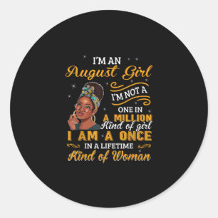 Sticker Rond Black Women August Birthday