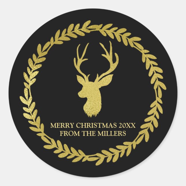 Sticker Rond Black Wreath Gold Devoir de Noël (Devant)