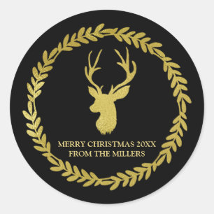 Sticker Rond Black Wreath Gold Devoir de Noël