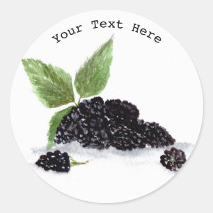 Sticker Rond Blackberries fruits aquarelle baies ferments alime