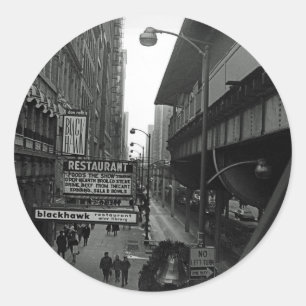 Sticker Rond Blackhawk, rue des signes du restaurant de Chicago