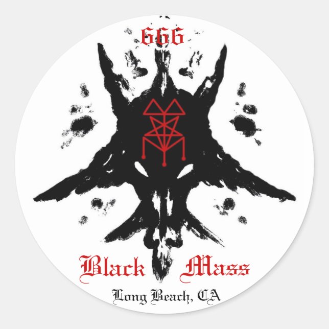Sticker Rond blackmassinkblot, 666, Masse, Noir, Longue Plage,  (Devant)