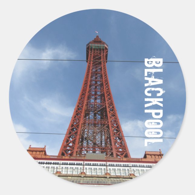 Sticker Rond Blackpool Tower And Day Sky (Devant)
