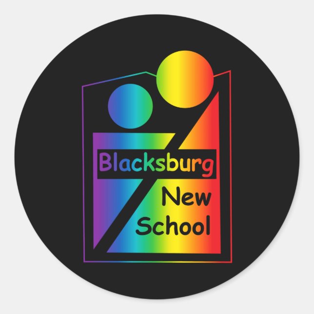 Sticker Rond Blacksburg New School Retro Design _1  (Devant)