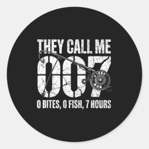 Sticker Rond Blague de pêcheur Papa ils m'appellent 007 Drôle d