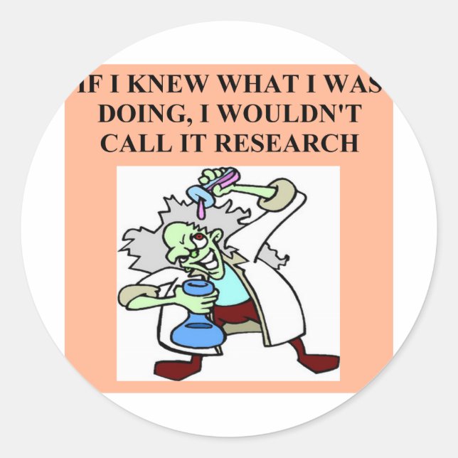 Sticker Rond blague de recherche (Devant)