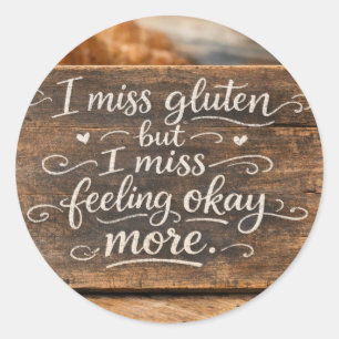 Sticker Rond Blague drôle sans gluten - Humour culinaire 