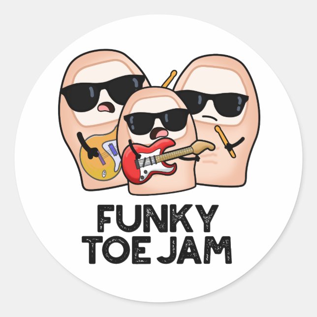 Sticker Rond Blague musicale funky sur les orteils  (Devant)