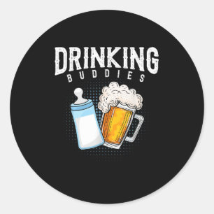 Sticker Rond Blague sur la bière et le lait pour les nouveaux p