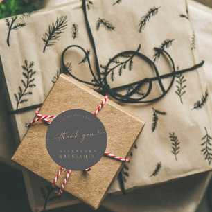 Sticker Rond BLAIRE Moderne Calligraphie Mariage Merci doux