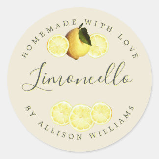 Sticker Rond Blanc antique Limoncello fait maison