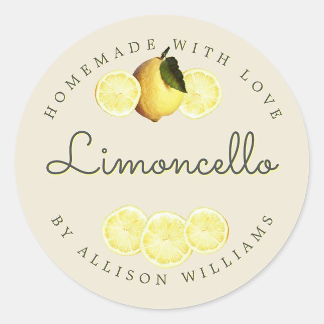 Sticker Rond Blanc antique Limoncello fait maison (Devant)