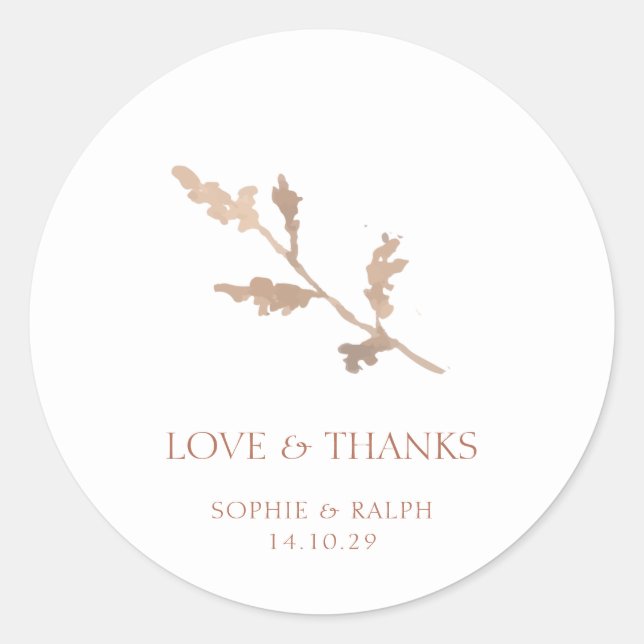 Sticker Rond Blanc Aquarelle Folio Couple Merci Mariage (Devant)