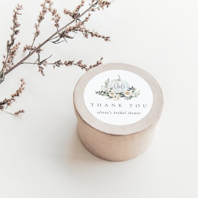 Sticker Rond Blanc Automne Citrouille verdure Merci Favor (Créateur téléchargé)