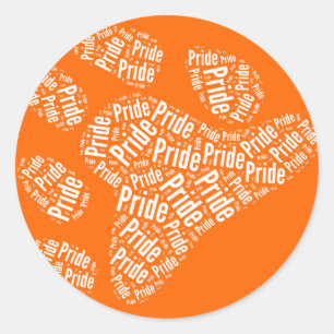 STICKER ROND BLANC DE MOTIF DE PATTE DE FIERTÉ D'OURS - .PNG