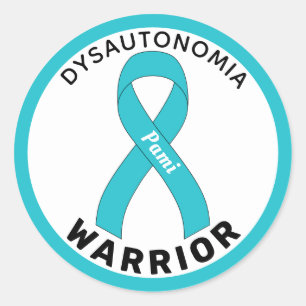 Sticker rond blanc Dysautonomia Warriia Ribbon