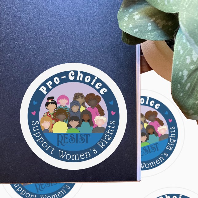 Sticker rond blanc et bleu Pro-Choice (Pro-choice large stickers .)