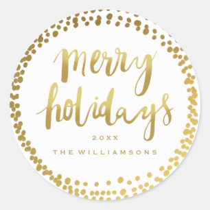 Sticker Rond Blanc fait sur commande de joyeux de vacances