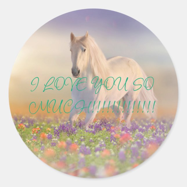 STICKER ROND BLANC HORSIE UNIQUE PONY (Devant)