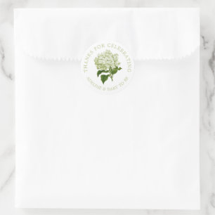 Sticker Rond Blanc Lumière Vert Hydrangea Merci Favoriser