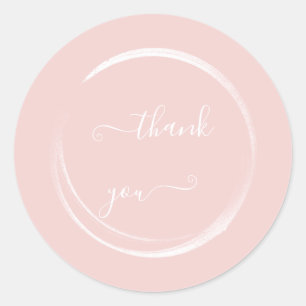 Sticker Rond Blanc Merci Poudre Rose Blanche Faveur 