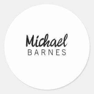 Sticker Rond Blanc Minimaliste Classique Élégant Simple