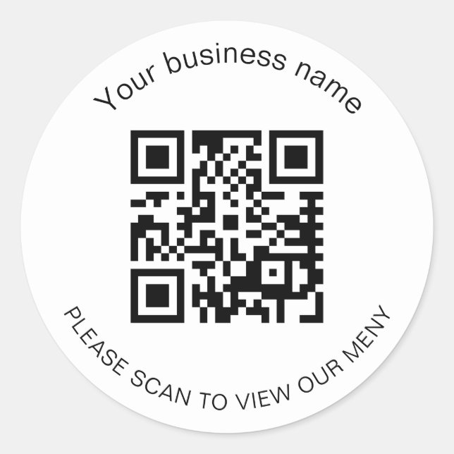Sticker Rond Blanc noir bar restaurant menu qr code (Devant)