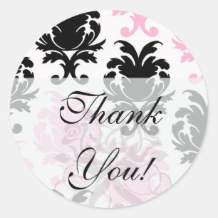 Sticker Rond blanc noir rose joli gras damas