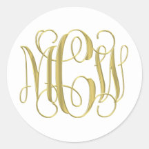 Blanc Or Préparatoire Vigne Écriture Monogramme DI