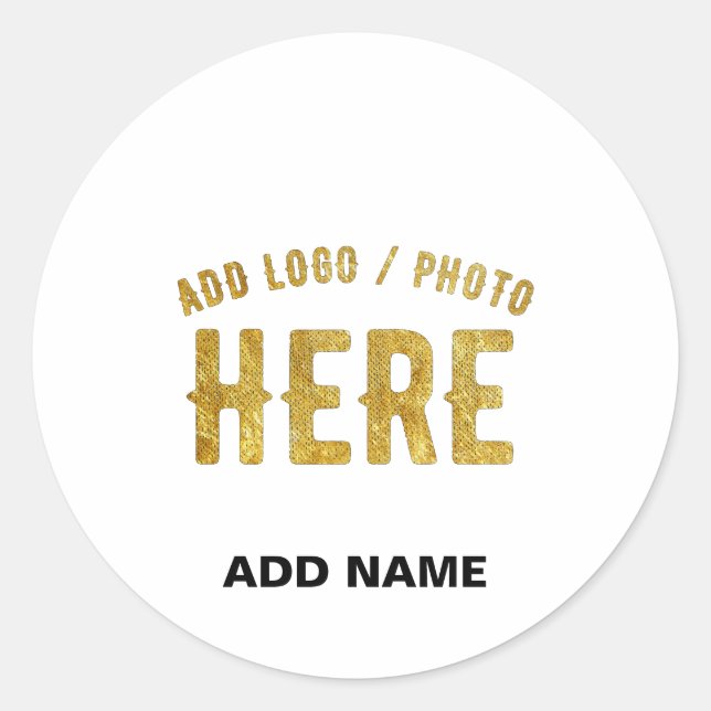 STICKER ROND BLANC PERSONNALISABLE MODERNE ET ÉLÉGANT AVEC MARQ (Devant)