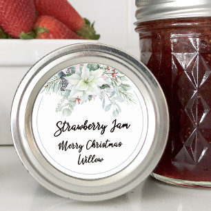 Sticker Rond Blanc Poinsettia Blond Mason Jar fait maison