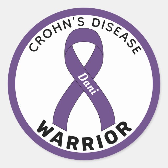 Sticker rond blanc ribbon pour le guerrier de la m (Devant)