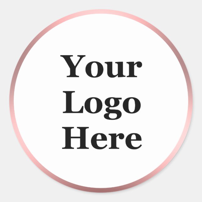 Sticker Rond Blanc rose brossé métal Regardez votre logo ici (Devant)