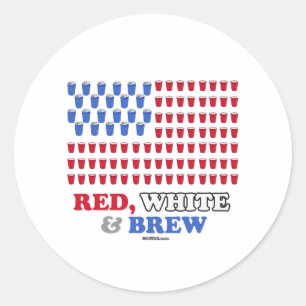 Sticker Rond Blanc rouge et brune
