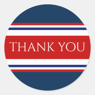 Sticker Rond Blanc rouge et Merci bleu