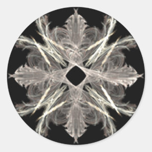 Sticker Rond Blanc sur noir Fractage Art Design