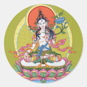 Sticker Rond Blanc Tara d'AUTOCOLLANT