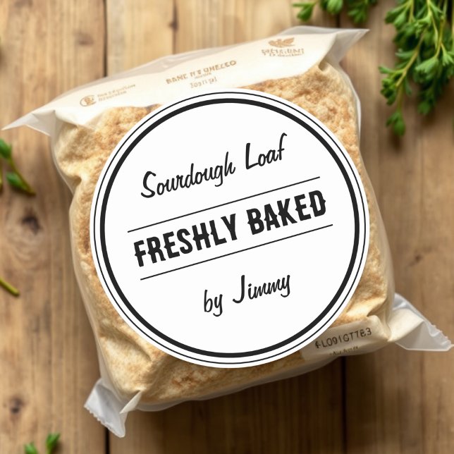 Sticker Rond BLANCHE | Fraîchement Cuit Par (Créateur téléchargé)