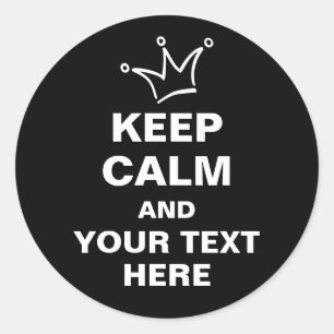 Sticker Rond Blancs de couronne et MAINTENIR CALME + texte