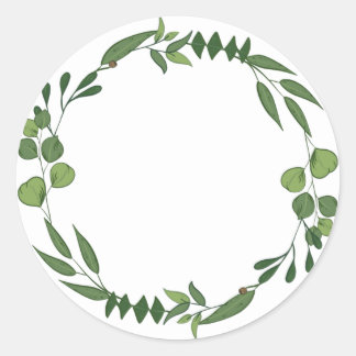 Sticker Rond Blank Elegant aquarelle ornement feuillus
