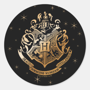 Sticker Rond Blason de Poudlard™ scintillant doré