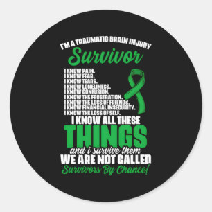 Sticker Rond Blessure cérébrale traumatique Survivant Support T