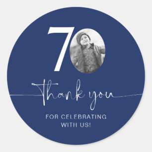 Sticker Rond Bleu 70e anniversaire Merci